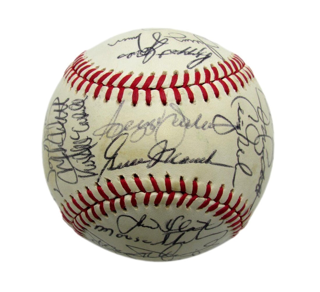 1985 California Angels Team Autographed Baseball 29 Signatures HOF Reggie Jackson: 1985 California Angels Team Autographed Baseball 29 Signatures HOF Reggie Jackson This is an original 1985 California Angels team baseball autographed by 29 players, including Hall of Famer Reggie Jac