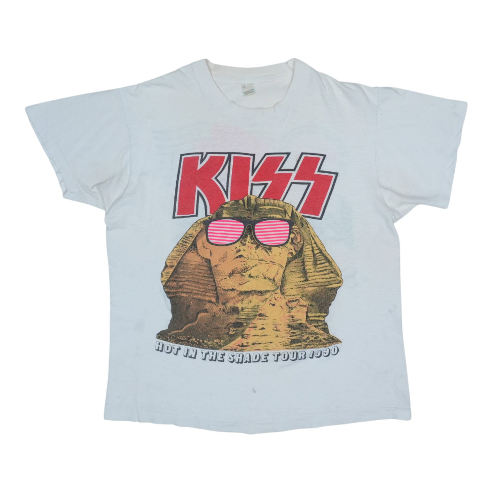 Vintage 1990 Kiss Hot In The Shade Tour Concert T Shirt White Cotton XL: Vintage 1990 Kiss Hot In The Shade Tour Concert T Shirt White Cotton XL This is an original vintage 1990 Kiss Hot In The Shade Tour shirt featuring both front and back graphics. Made from 100% cotton,