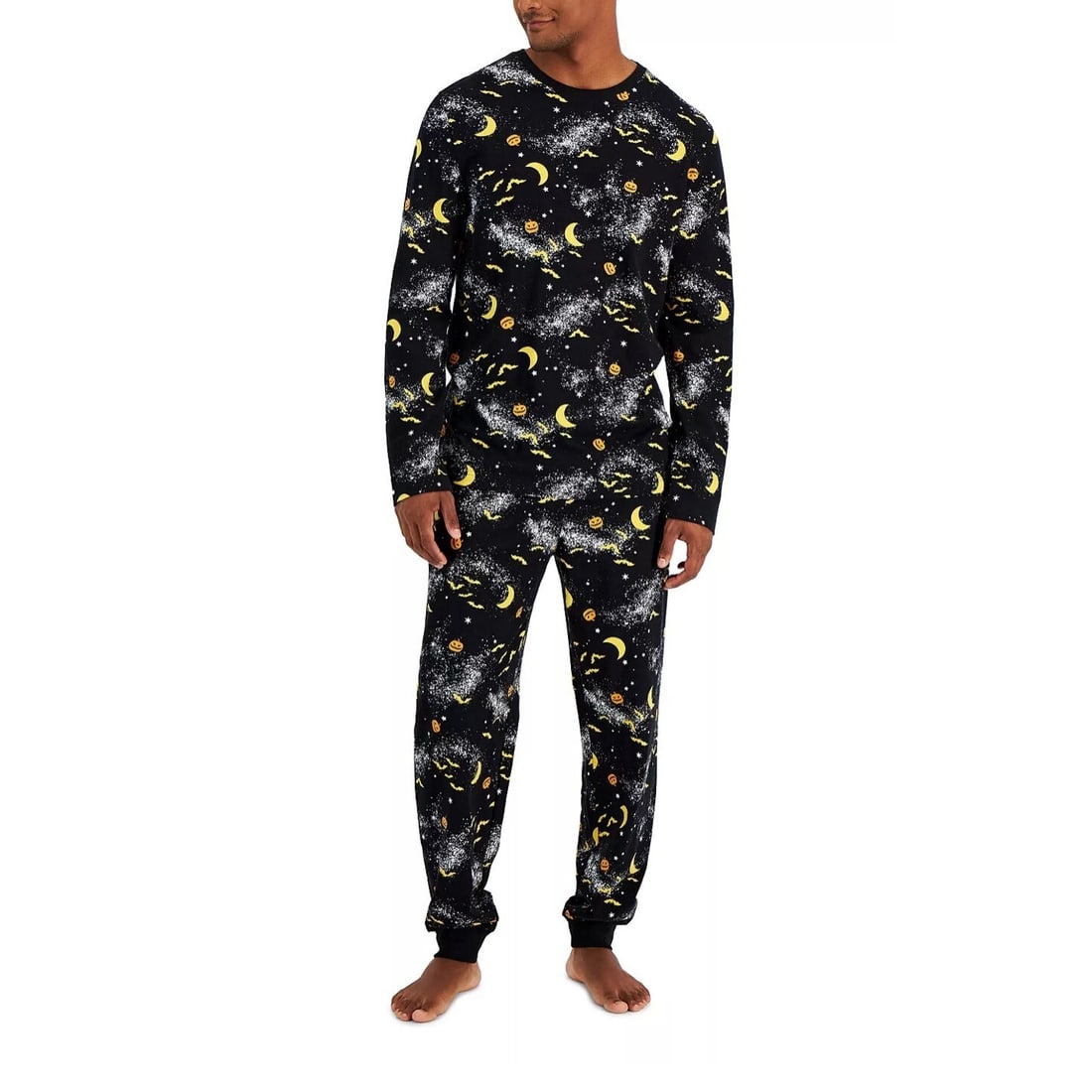 Family Pajamas Men's Halloween Matching Pajama Set Black Long Sleeve (1 of 3)