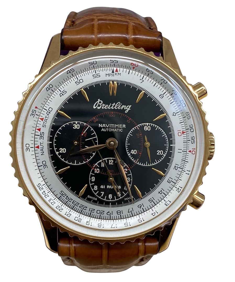 Navitimer Reference H30030 Black Dial Mens Watch with Leather Strap: Navitimer Reference H30030 Black Dial Mens Watch with Leather Strap This Breitling Navitimer features a black dial complemented by a leather bracelet. The watch is designed for men and is part of the 