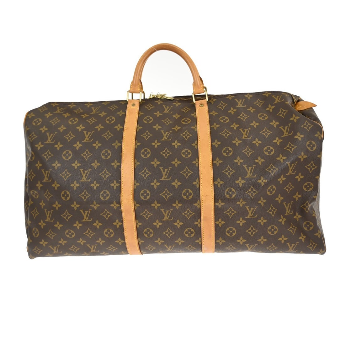 Louis Vuitton Keepall Monogram Brown Canvas Unisex Travel Bag 60cm: Louis Vuitton Keepall Monogram Brown Canvas Unisex Travel Bag 60cm This Louis Vuitton Keepall Bag features the iconic Monogram canvas in brown. Designed for unisex use, it offers ample space and versa