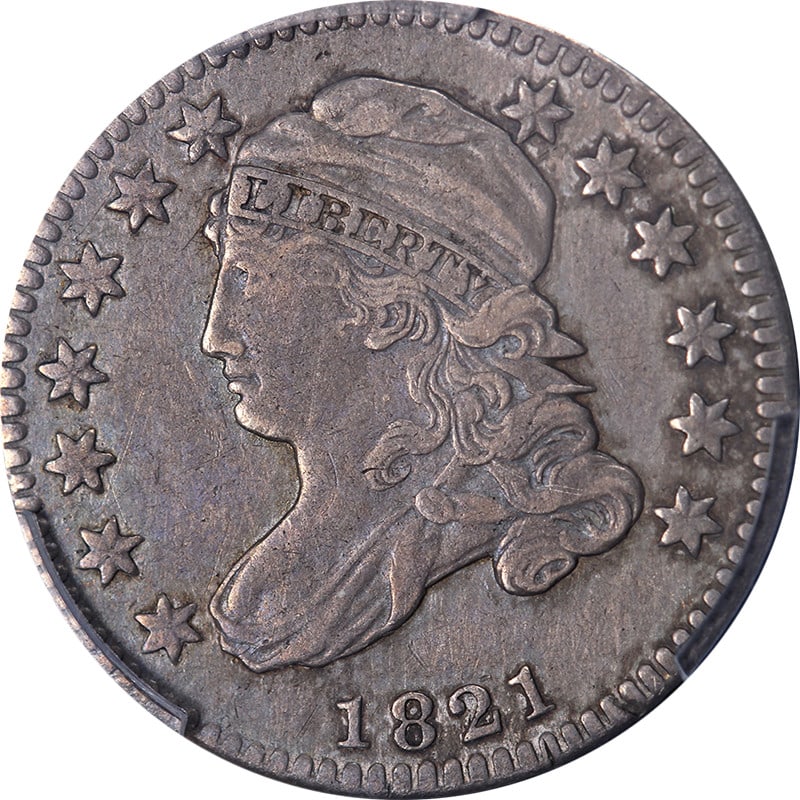 1821 Bust Dime Small Date PCGS VF Details Silver Coin: 1821 Bust Dime Small Date PCGS VF Details Silver Coin This stunning 1821 Bust Dime features a small date and is certified by PCGS with a grade of VF Details. It showcases superb eye appeal and a stron