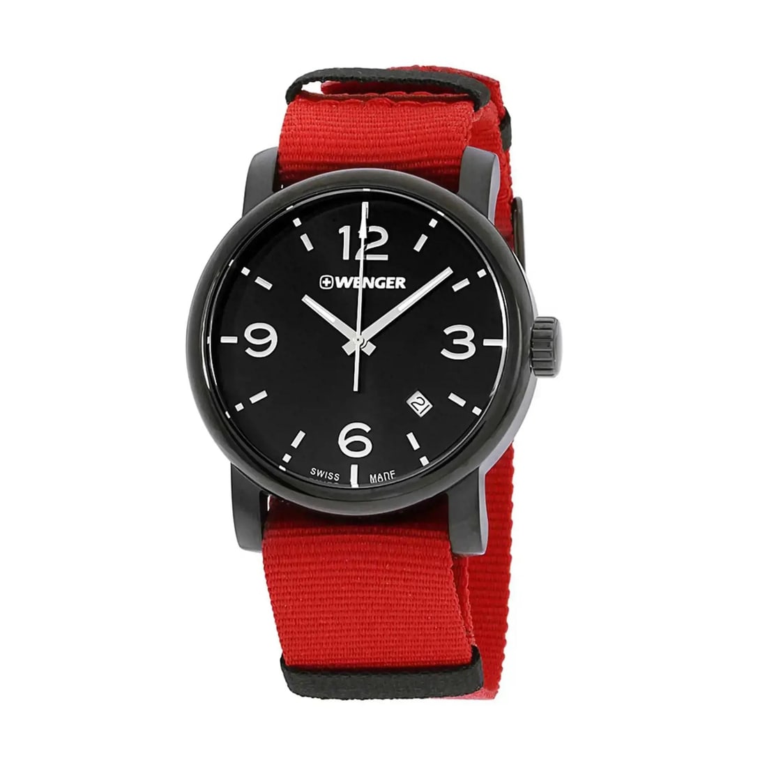 Wenger Urban Metropolitan 41mm Quartz Men's Watch Black Dial Red Nylon Strap: Wenger Urban Metropolitan 41mm Quartz Men's Watch Black Dial Red Nylon Strap Discover the Wenger Urban Metropolitan 41mm wristwatch, a perfect blend of style and functionality for the modern man. Desi