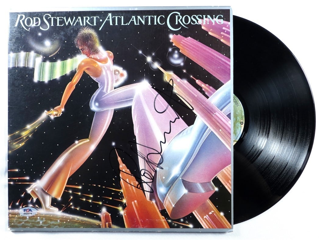 Rod Stewart Autographed Atlantic Crossing Album Cover PSA Certified: Rod Stewart Autographed Atlantic Crossing Album Cover PSA Certified This is an original autographed record album cover of Rod Stewart from the album 'Atlantic Crossing'. The signature is authenticated