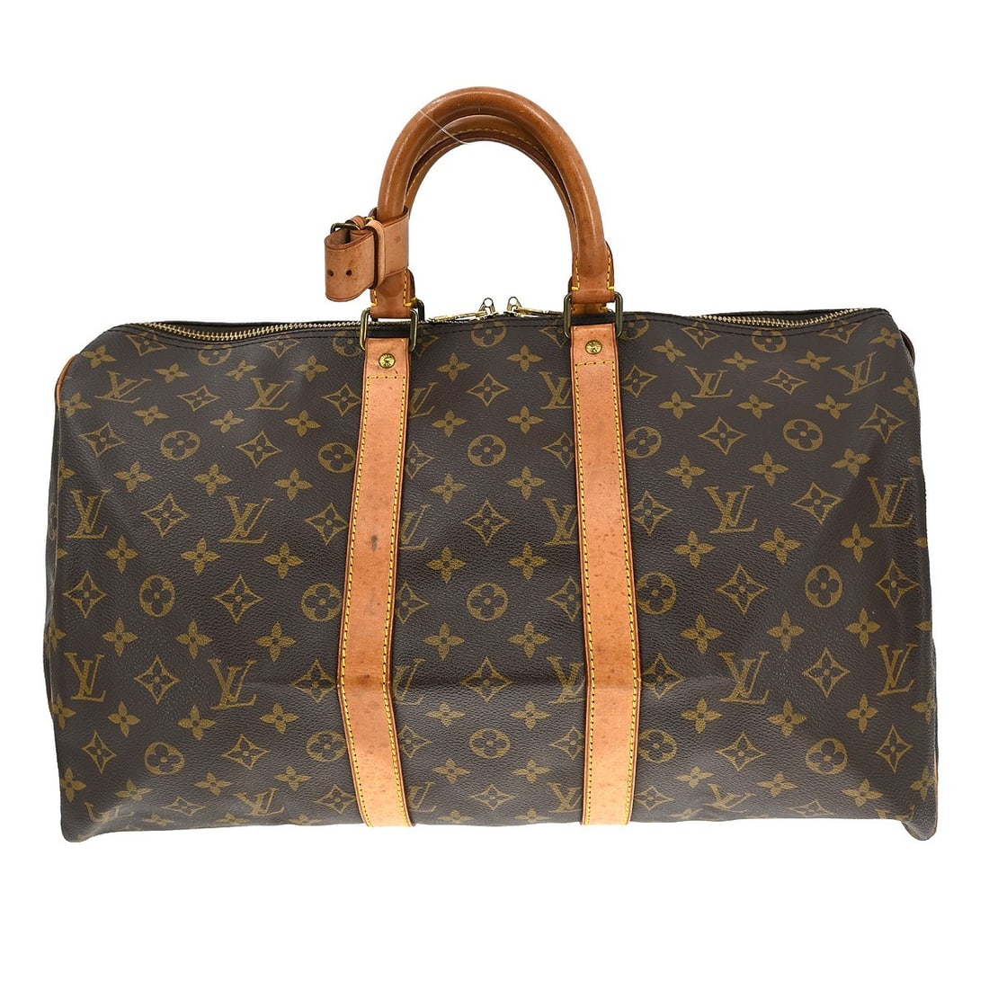 Louis Vuitton Keepall Monogram Canvas Travel Bag Brown 45cm: Louis Vuitton Keepall Monogram Canvas Travel Bag Brown 45cm This Louis Vuitton Keepall Bag features the classic Monogram canvas in brown and is designed for unisex use. The bag is crafted in France an