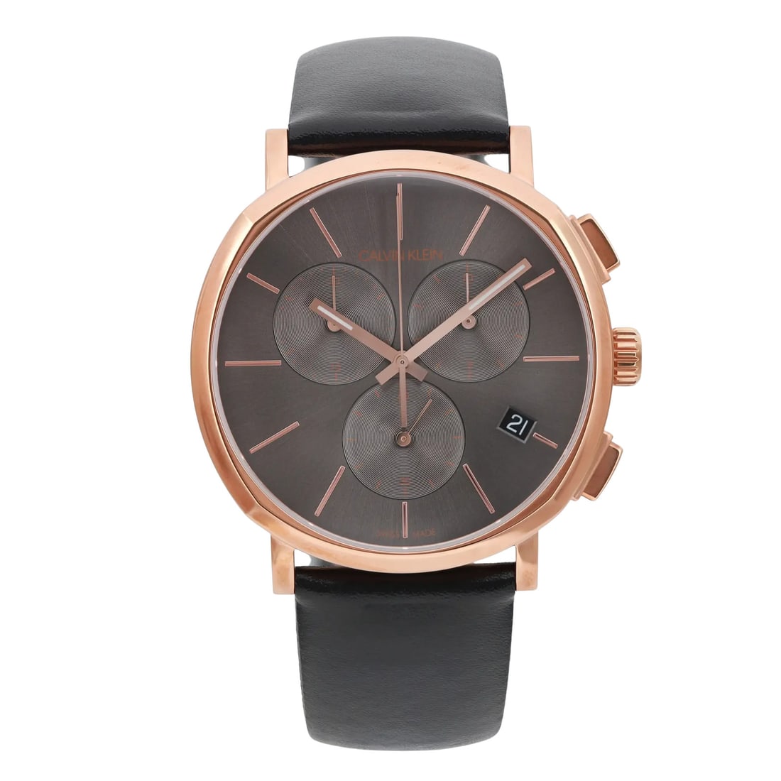 Calvin Klein Posh 42mm Quartz Chronograph Men's Watch Gray Dial Rose Gold Bezel: Calvin Klein Posh 42mm Quartz Chronograph Men's Watch Gray Dial Rose Gold Bezel Discover timeless elegance with the Calvin Klein Posh 42mm Chronograph Men's Quartz Watch. This stylish timepiece featur