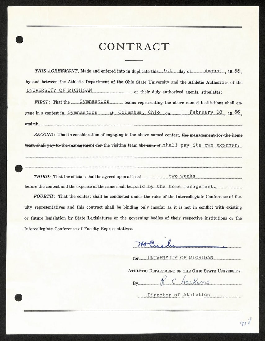Fritz Crisler Signed Michigan Football Coach Contract PSA Authenticated: Fritz Crisler Signed Michigan Football Coach Contract PSA Authenticated This item is an original contract signed by Fritz Crisler, the Hall of Fame head coach for Michigan football. The autograph on t