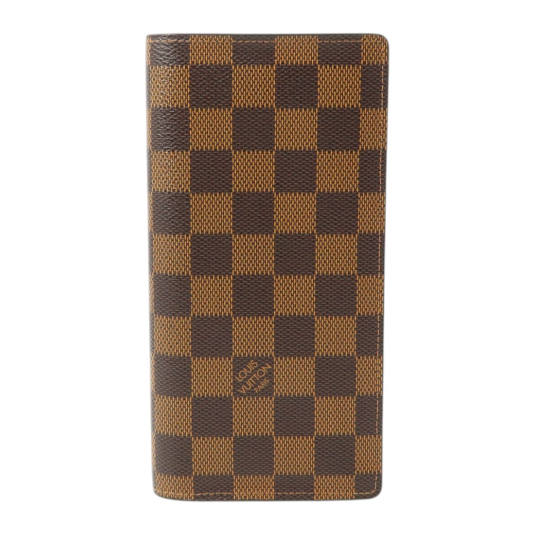 Damier Ebene Brazza Bifold Wallet Brown PVC Canvas by Louis Vuitton: Damier Ebene Brazza Bifold Wallet Brown PVC Canvas by Louis Vuitton This Louis Vuitton Brazza long wallet features the iconic Damier Ebene canvas in brown. Designed as a bifold purse, it is crafted fr