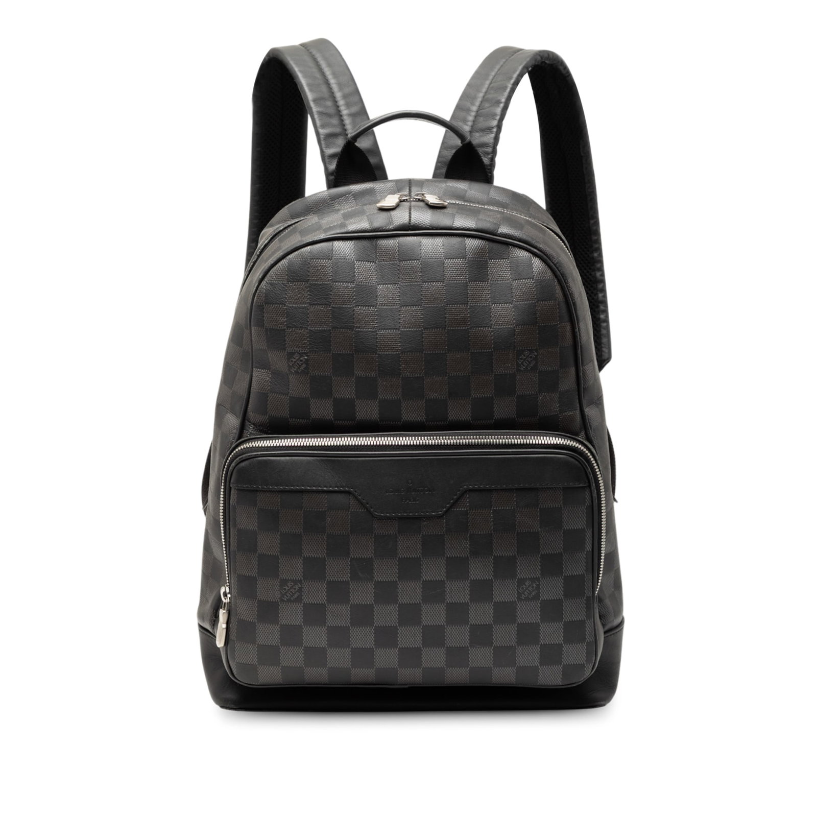 Louis Vuitton Black Leather Damier Infini Campus Backpack with Front Zip Pocket: Louis Vuitton Black Leather Damier Infini Campus Backpack with Front Zip Pocket This Louis Vuitton Damier Infini Campus Backpack features a leather body with a classic black color, adjustable flat sho