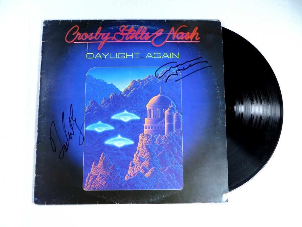 David Crosby Graham Nash Dual Signed Daylight Again Album Cover JSA Authentic: David Crosby Graham Nash Dual Signed Daylight Again Album Cover JSA Authentic This is a dual autographed album cover of 'Daylight Again' by David Crosby and Graham Nash. This original piece features t