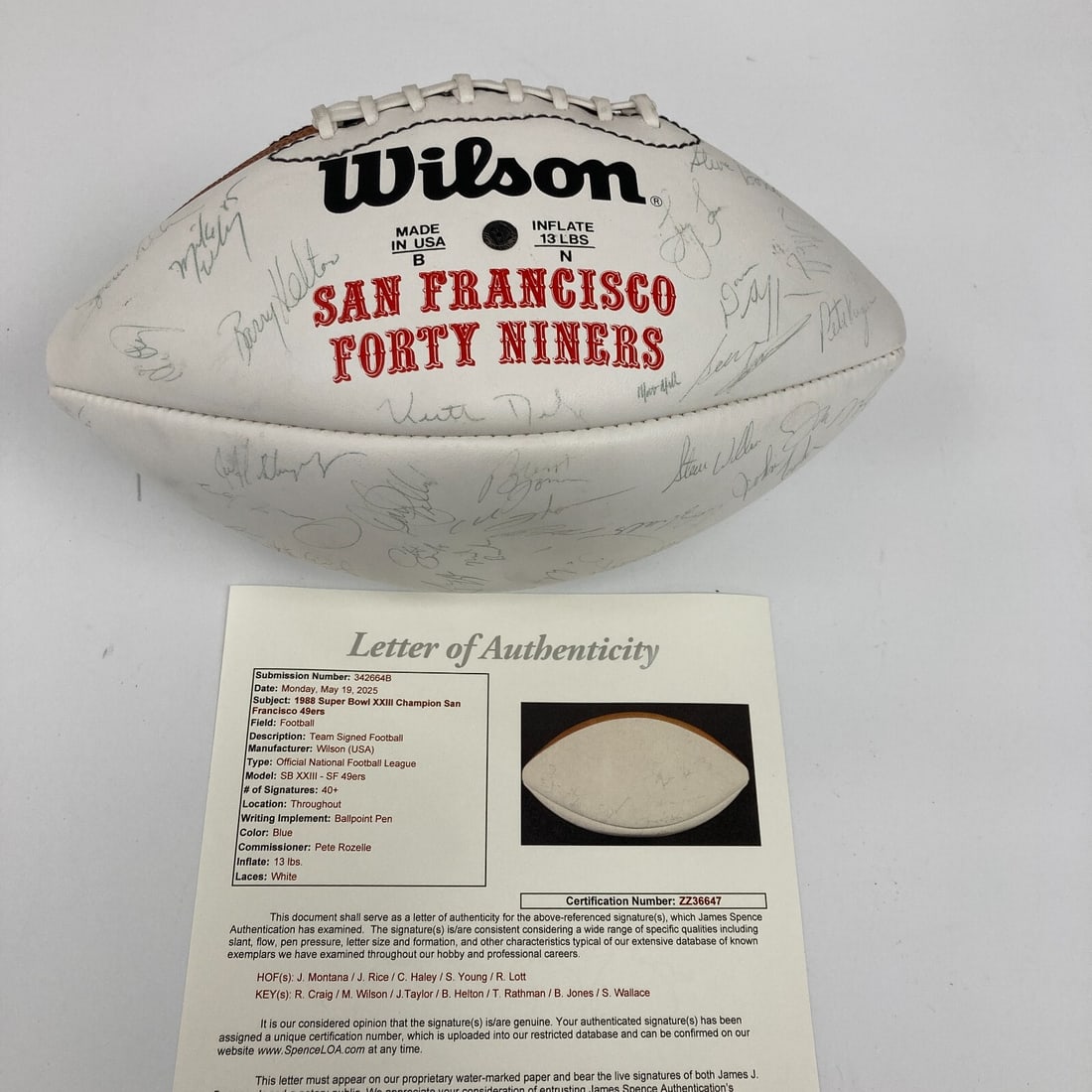 1988 San Francisco 49ers Super Bowl XXIV Team Signed Football JSA COA (1 of 13)