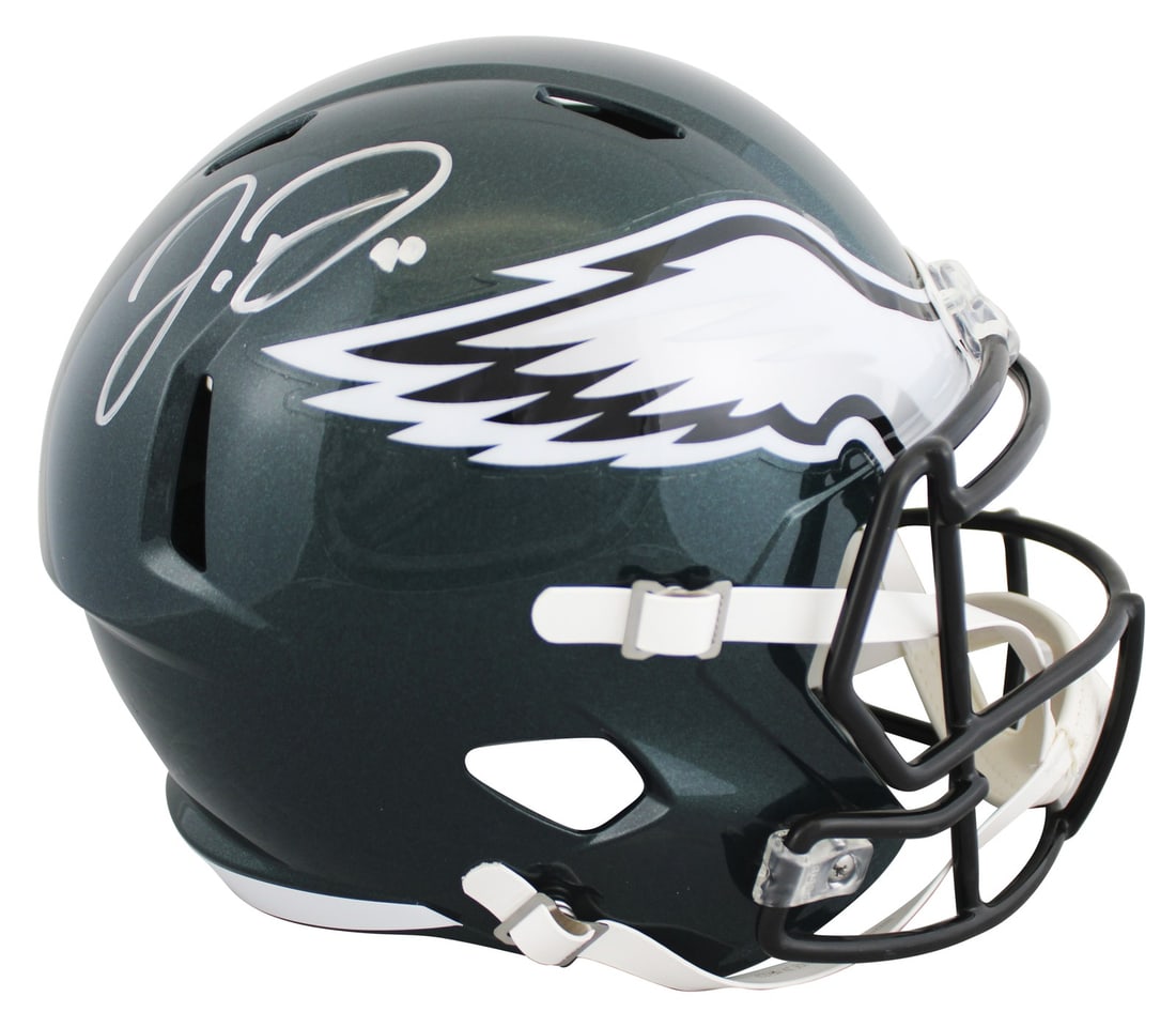Jordan Davis Signed Philadelphia Eagles Full Size Helmet JSA Authenticated: Jordan Davis Signed Philadelphia Eagles Full Size Helmet JSA Authenticated This full-size Riddell Speed replica helmet features a striking silver signature from Jordan Davis, player of the Philadelphi