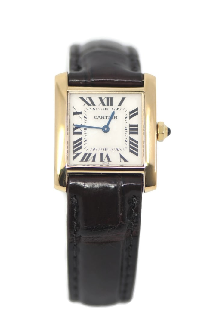 Cartier Tank Francaise 18K Yellow Gold Quartz Watch Ref 1821 with Box and Papers: Cartier Tank Francaise 18K Yellow Gold Quartz Watch Ref 1821 with Box and Papers This exquisite Cartier Tank Francaise watch is crafted from 18K yellow gold, showcasing a sophisticated design that is 