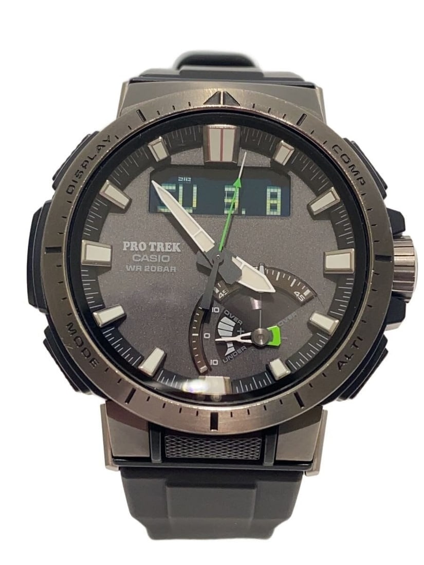 Casio Pro Trek PRW-70Y-1JF Gray Rubber Wristwatch: Casio Pro Trek PRW-70Y-1JF Gray Rubber Wristwatch This CASIO PRO TREK PRW-70Y-1JF men's wristwatch features a gray rubber band and case. Made in Japan, it is designed for durability and outdoor use. T