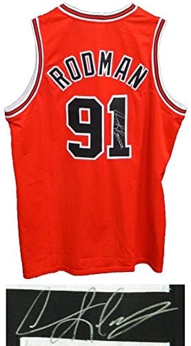 Dennis Rodman Signed Red NBA Throwback Jersey with COA: Dennis Rodman Signed Red NBA Throwback Jersey with COA Celebrate the legacy of Dennis Rodman with this signed red throwback custom basketball jersey. This original piece of sports memorabilia showcase