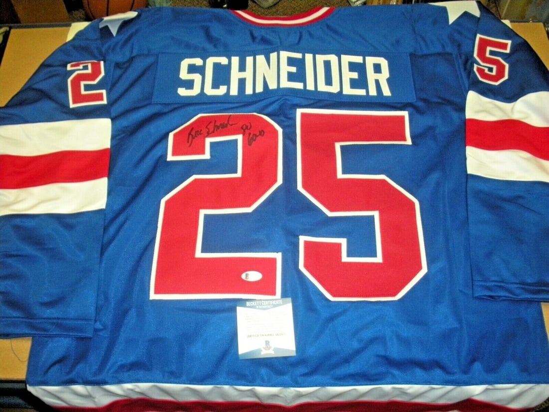 Buzz Schneider 1980 Olympic Gold Signed Jersey Beckett Authenticated Rare (1 of 2)