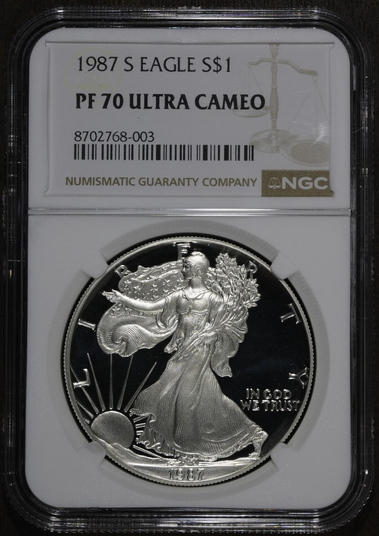 NGC PF70 Ultra Cameo 1987-S American Silver Eagle Dollar (1 of 2)