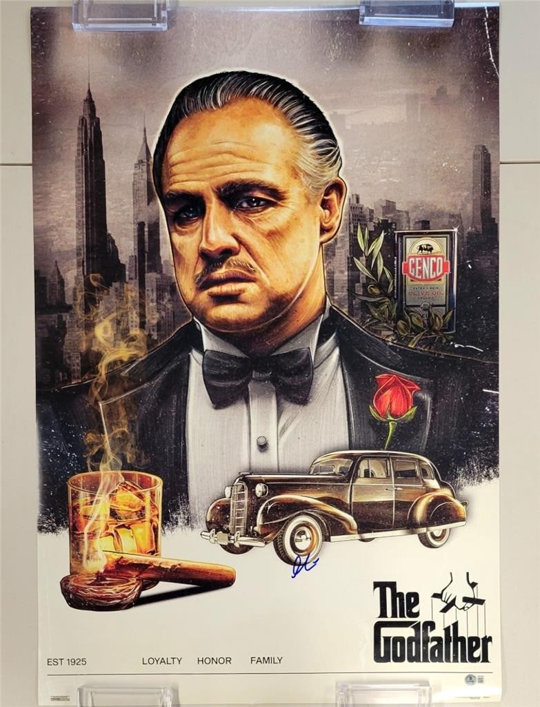 24x36 The Godfather Poster Signed by Al Pacino Beckett Authenticated: 24x36 The Godfather Poster Signed by Al Pacino Beckett Authenticated This is an original 24x36 inch poster from the film The Godfather, featuring the autograph of Al Pacino. The signature has been aut