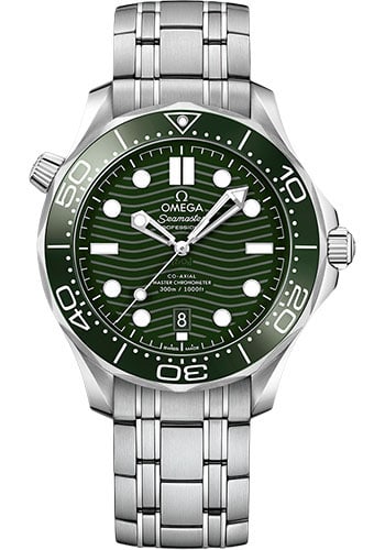 Omega Seamaster Diver 300M Green Dial Master Chronometer Watch Ref 210.30.42.20.10.001: Omega Seamaster Diver 300M Green Dial Master Chronometer Watch Ref 210.30.42.20.10.001 This Omega Seamaster Diver 300M Co-Axial Master Chronometer features a striking green dial and a rotating bezel. 