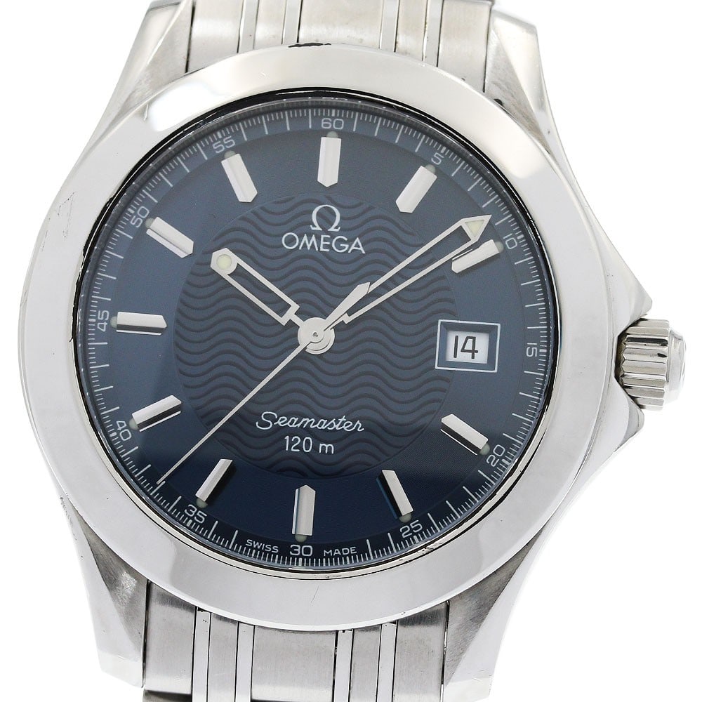 Omega Seamaster 120 Quartz Date Men's Stainless Steel Watch: Omega Seamaster 120 Quartz Date Men's Stainless Steel Watch This OMEGA Seamaster 120 Date Quartz men's wristwatch features a stainless steel case and bracelet with a navy dial. The watch is powered by