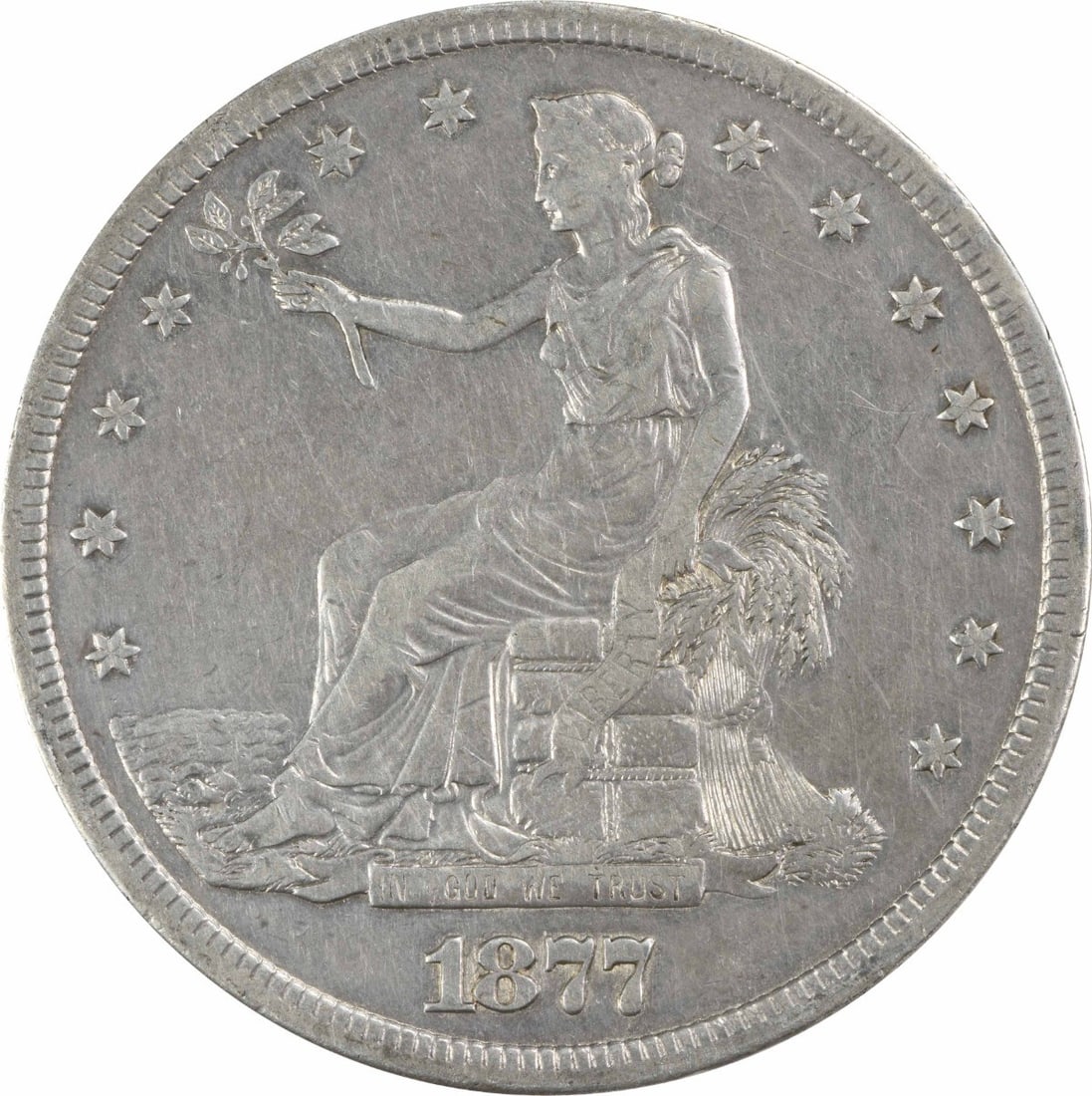 1877-S Trade Silver Dollar Coin by William Barber 90% Silver (1 of 2)