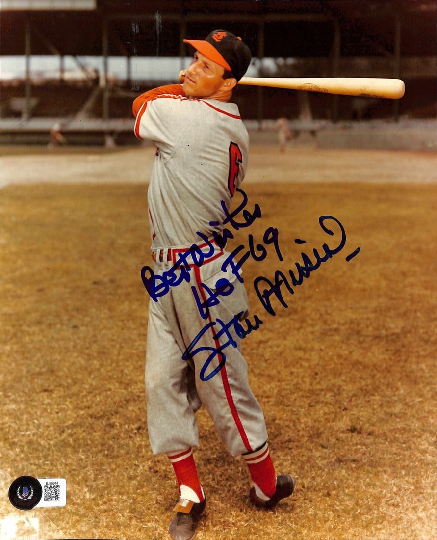 Stan Musial Signed Inscribed 8x10 Photo Beckett Certified: Stan Musial Signed Inscribed 8x10 Photo Beckett Certified This remarkable 8x10 photograph features the legendary Stan Musial, who is celebrated for his remarkable career in Major League Baseball. The 