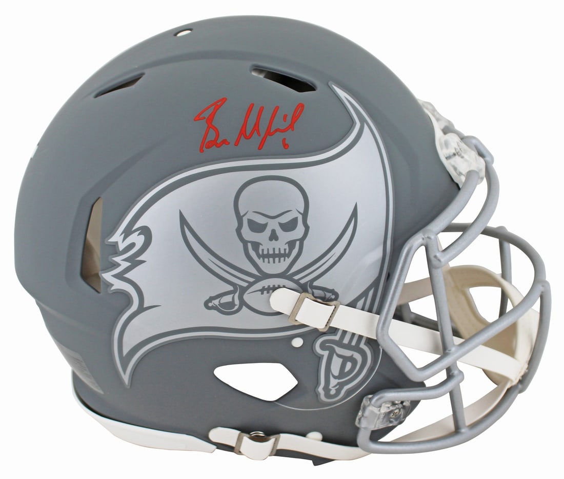 Baker Mayfield Autographed Slate Buccaneers Full Size Speed Proline Helmet Beckett Witnessed: Baker Mayfield Autographed Slate Buccaneers Full Size Speed Proline Helmet Beckett Witnessed This Tampa Bay Buccaneers alternate slate Riddell Authentic Full Size Speed Proline Helmet features a hand-