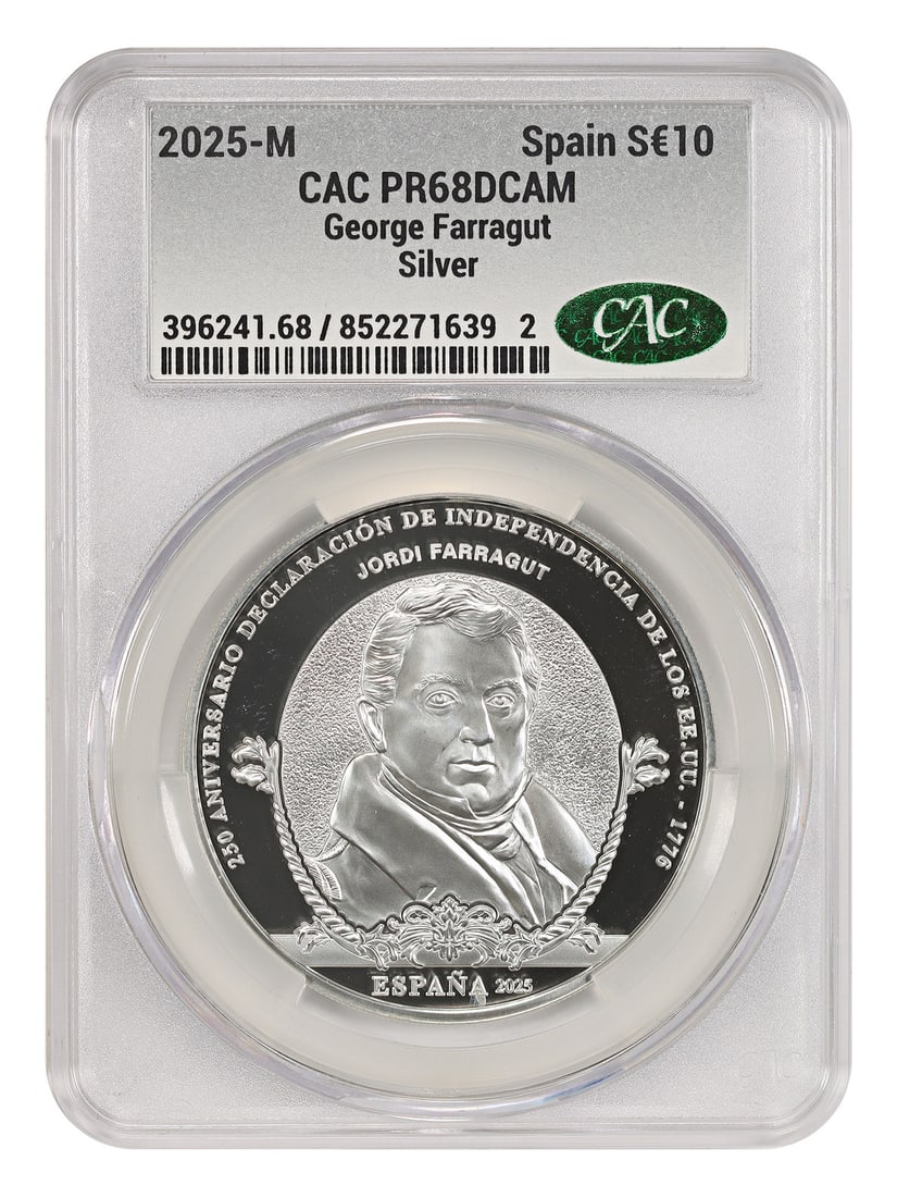 Spanish 10 Euro Silver CACG PR68DCAM George Farragut Box COA (1 of 6)