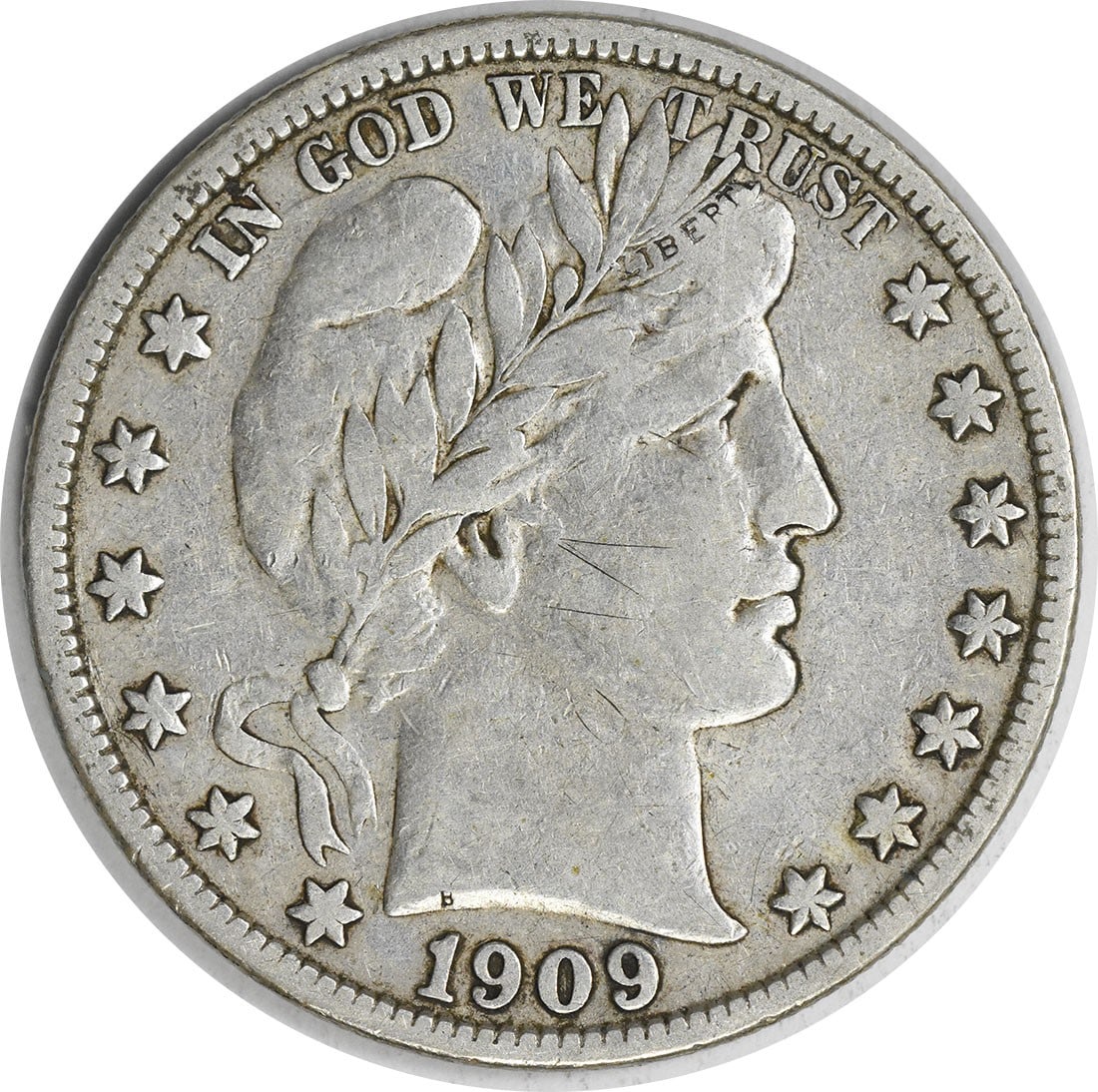 1909-S Barber Silver Half Inverted Mint Mark 50C Uncertified Coin (1 of 2)