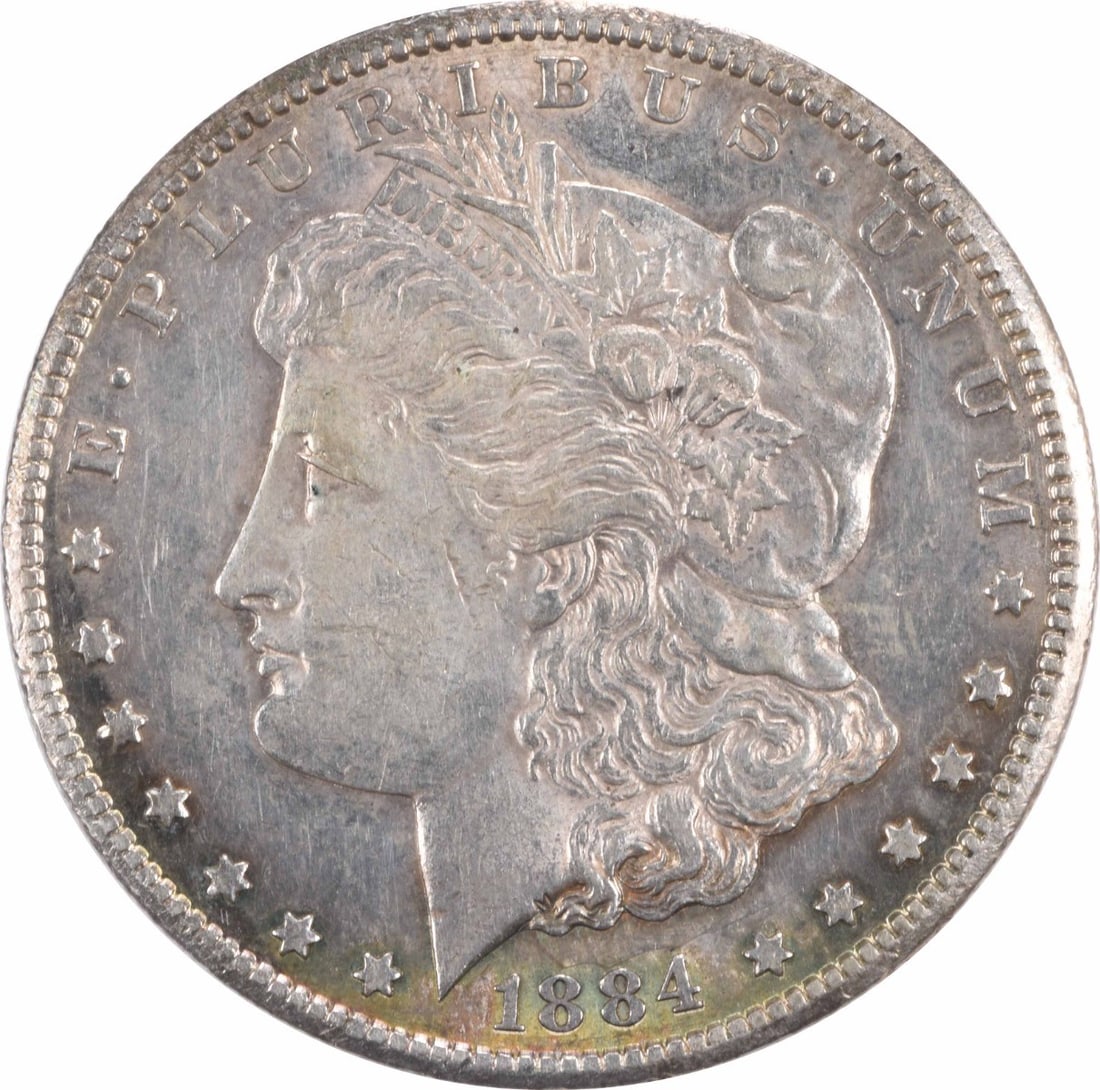 1884 Carson City Morgan Dollar AU Grade Uncertified 90 Silver: 1884 Carson City Morgan Dollar AU Grade Uncertified 90 Silver This 1884-CC Morgan Silver Dollar is an AU slider, uncertified and pre-owned. Minted in Carson City, it features a composition of 90% silv