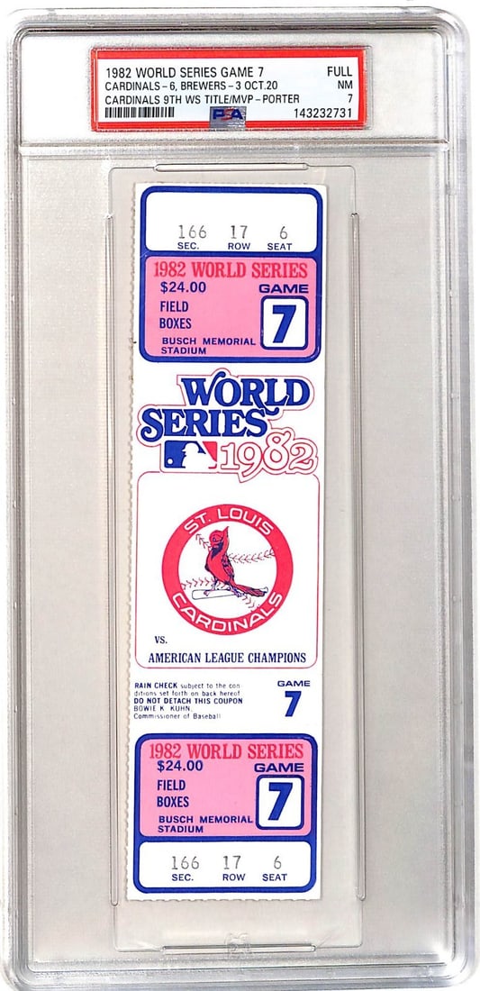 Full Ticket 1982 World Series Game 7 Cardinals Victory PSA Graded 7 (1 of 2)