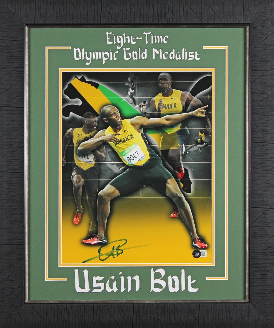 Framed 11x14 Photo Signed by Usain Bolt with Beckett Authentication (1 of 2)