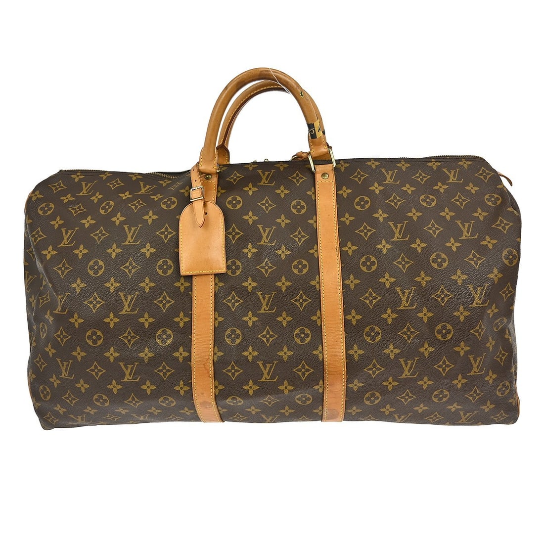 Louis Vuitton Keepall Monogram Canvas Unisex Travel Bag: Louis Vuitton Keepall Monogram Canvas Unisex Travel Bag This Louis Vuitton Keepall bag features the iconic Monogram canvas in brown, designed for unisex use. Made in France, the bag shows fair conditi