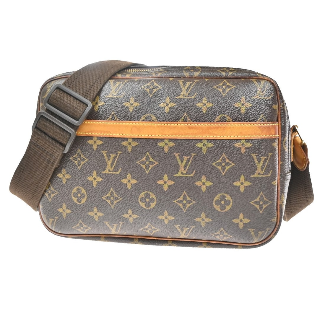 Louis Vuitton Monogram Canvas Reporter Shoulder Bag Unisex Brown: Louis Vuitton Monogram Canvas Reporter Shoulder Bag Unisex Brown This Louis Vuitton Reporter Bag features the iconic Monogram Canvas in a classic brown color. Designed for unisex use, it offers a spac