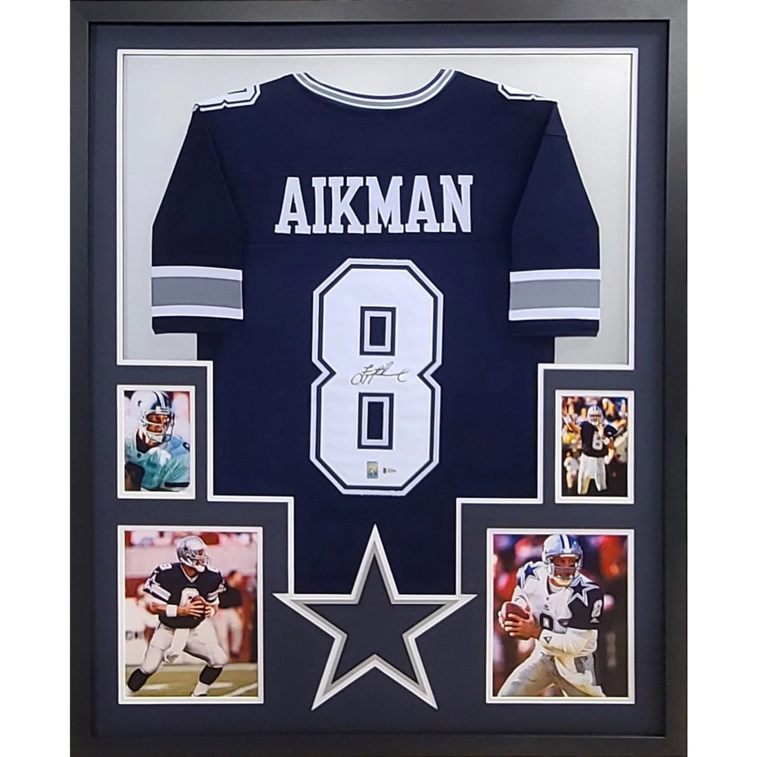 Troy Aikman Signed Framed Jersey Beckett Authenticated Dallas Cowboys: Troy Aikman Signed Framed Jersey Beckett Authenticated Dallas Cowboys This framed jersey features an authentic autograph from Troy Aikman, a legendary player of the Dallas Cowboys and UCLA. Certified 