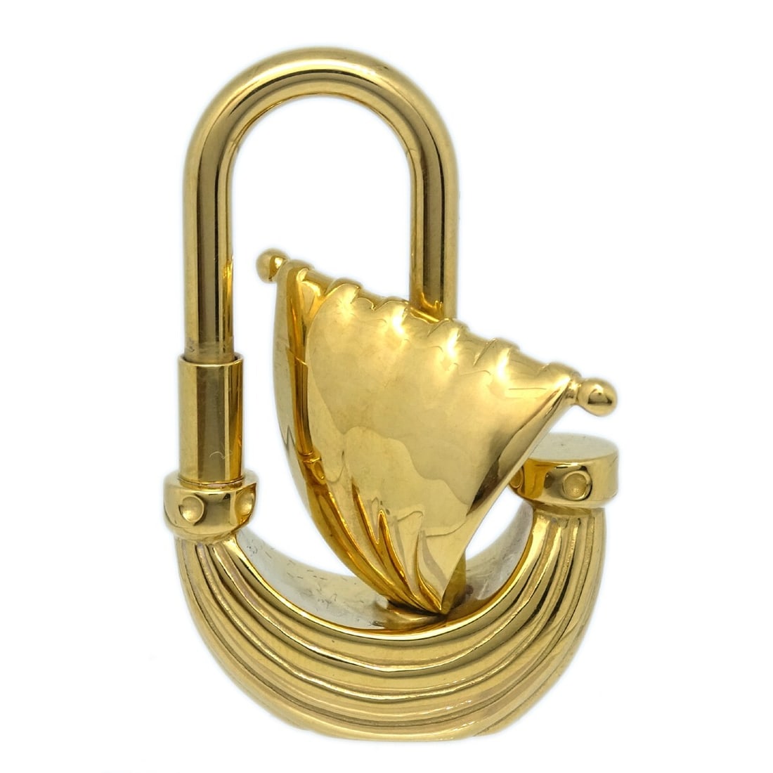 Gold Plated Hermes L' Air de Paris Yacht Cadena Charm 2006 Limited Edition: Gold Plated Hermes L' Air de Paris Yacht Cadena Charm 2006 Limited Edition This Hermes 2006 limited edition L' Air de Paris Yacht Cadena lock bag charm is crafted from gold-plated material, featuring 
