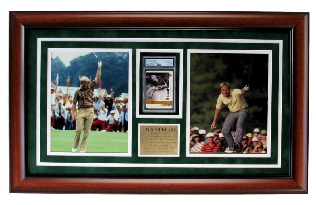 Framed Jack Nicklaus Autographed Trading Card With 8x10 Photos PSA DNA Authenticated (1 of 3)