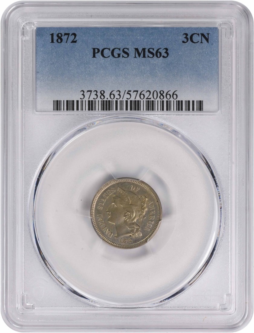 PCGS MS63 1872 3 Cent Nickel Coin (1 of 2)