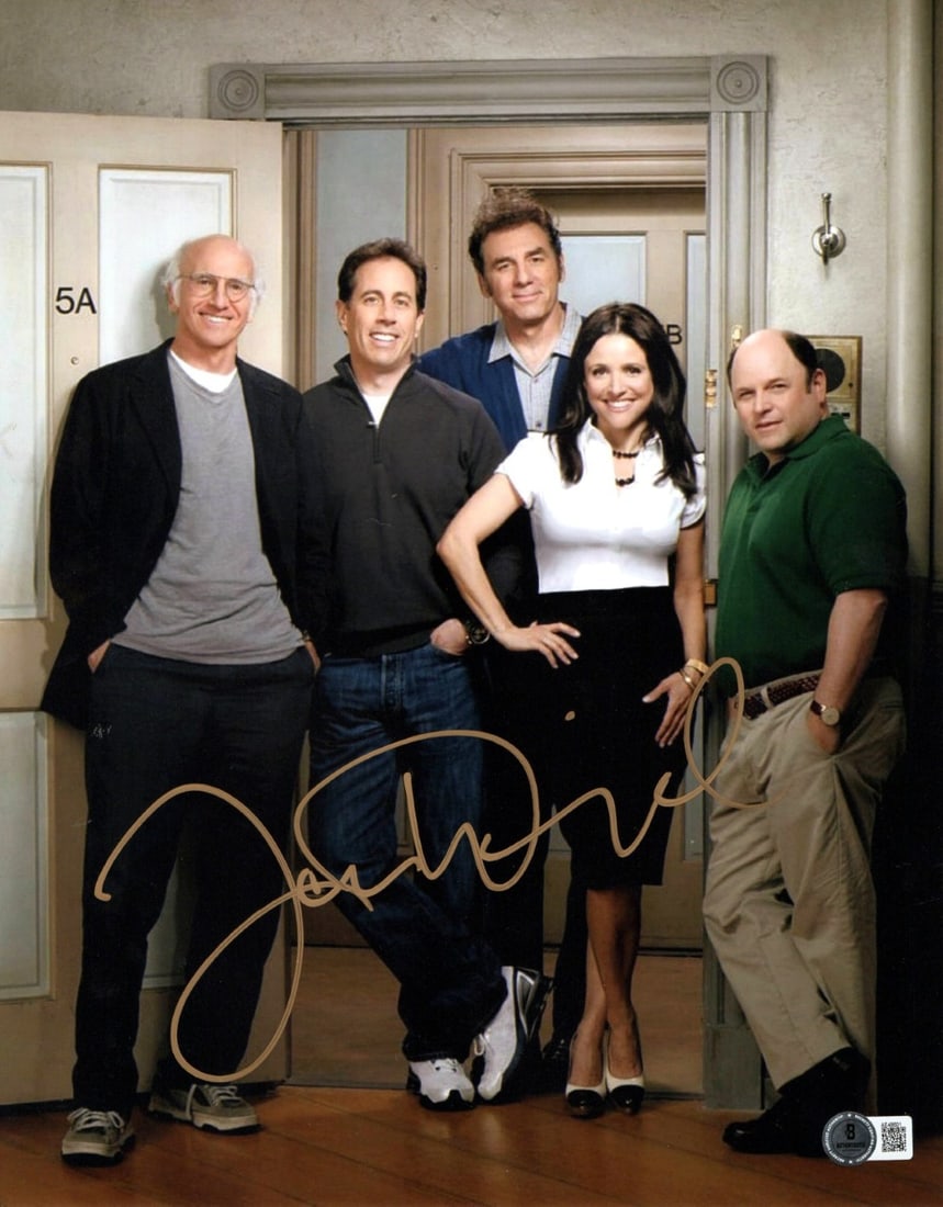 11x14 Photograph Signed by Larry David With Seinfeld Cast Beckett Authenticated: 11x14 Photograph Signed by Larry David With Seinfeld Cast Beckett Authenticated This is an original 11x14 photograph signed by Larry David, featuring the cast of Seinfeld on set. The autograph is auth