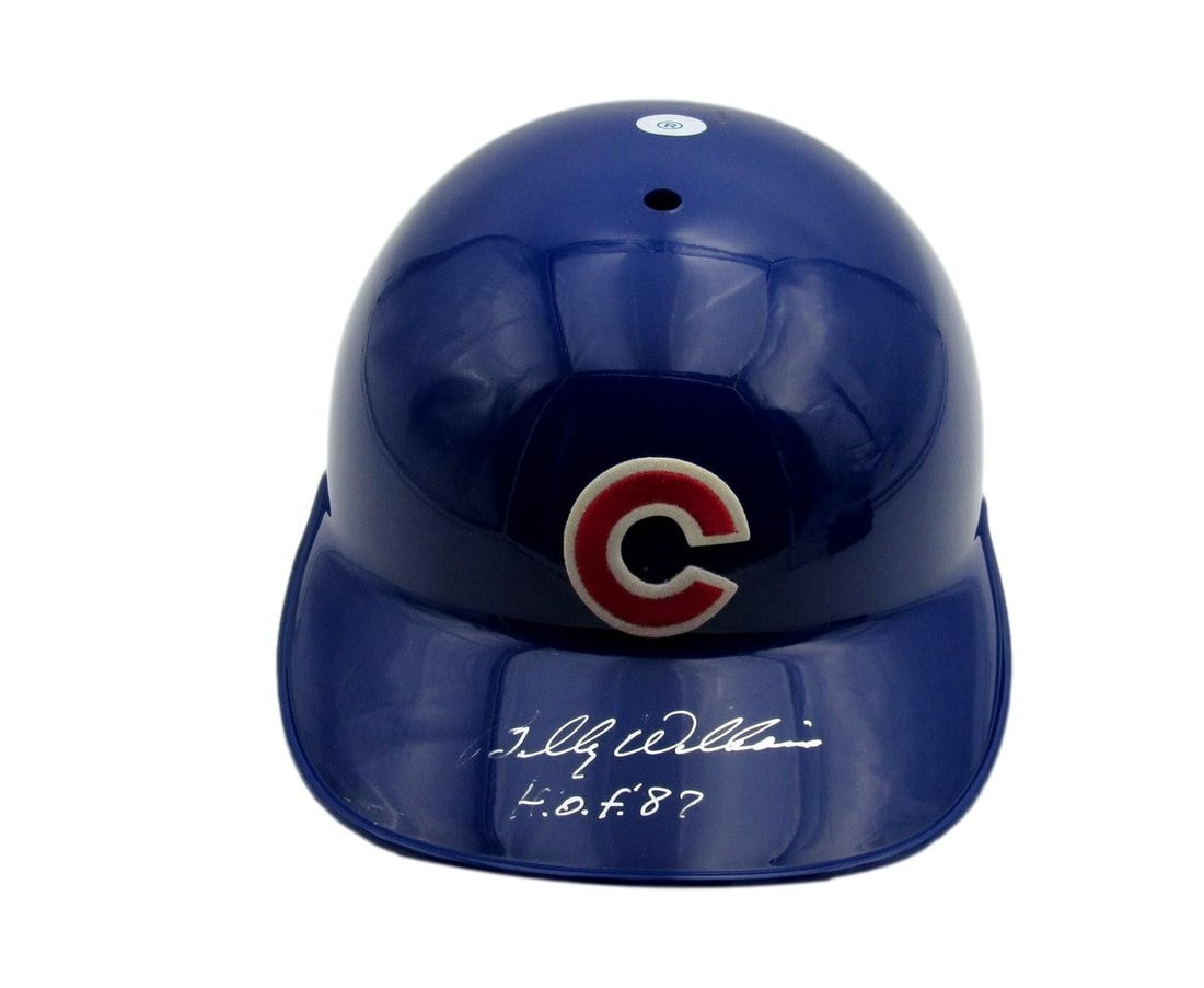 Billy Williams HOF Signed Blue MLB Batting Helmet Cubs PSA/DNA: Billy Williams HOF Signed Blue MLB Batting Helmet Cubs PSA/DNA This is an original Billy Williams Hall of Fame signed and inscribed "H.O.F. '87" blue MLB authentic batting helmet from the Chicago Cubs