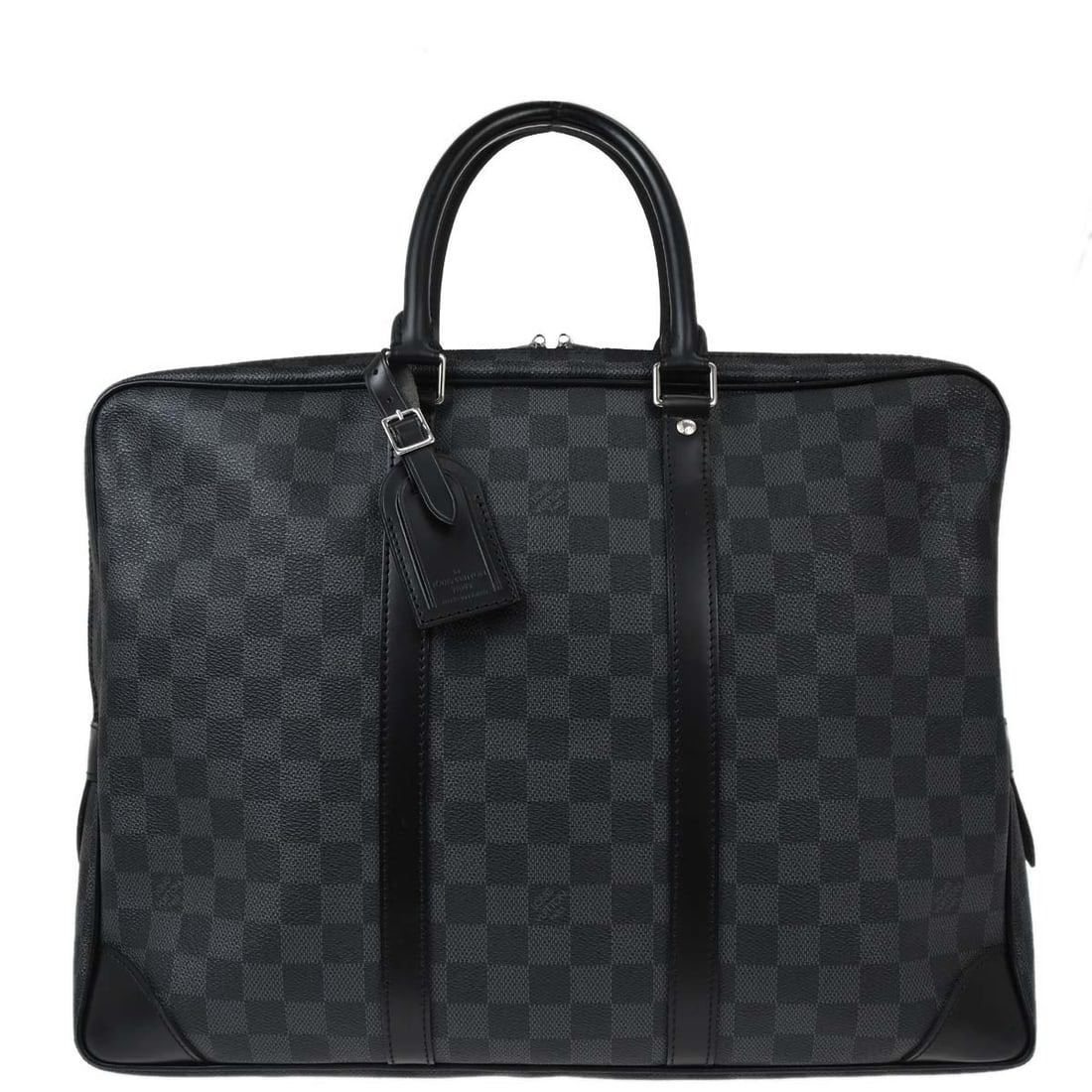 Louis Vuitton Porte-Documents Voyage Damier Canvas Briefcase: Louis Vuitton Porte-Documents Voyage Damier Canvas Briefcase This Louis Vuitton Porte-Documents Voyage handbag features the signature Damier canvas in a black and gray check pattern. Designed with dou