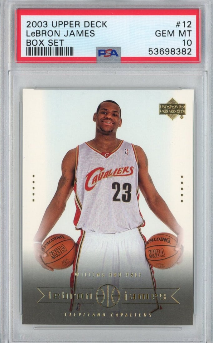 2003-04 Upper Deck LeBron James #12 Rookie Card PSA 10 Gem Mint: 2003-04 Upper Deck LeBron James #12 Rookie Card PSA 10 Gem Mint This is a graded 2003-04 Upper Deck LeBron James #12 Box Set Rookie Card, achieving a perfect PSA 10 Gem Mint rating. The card features 