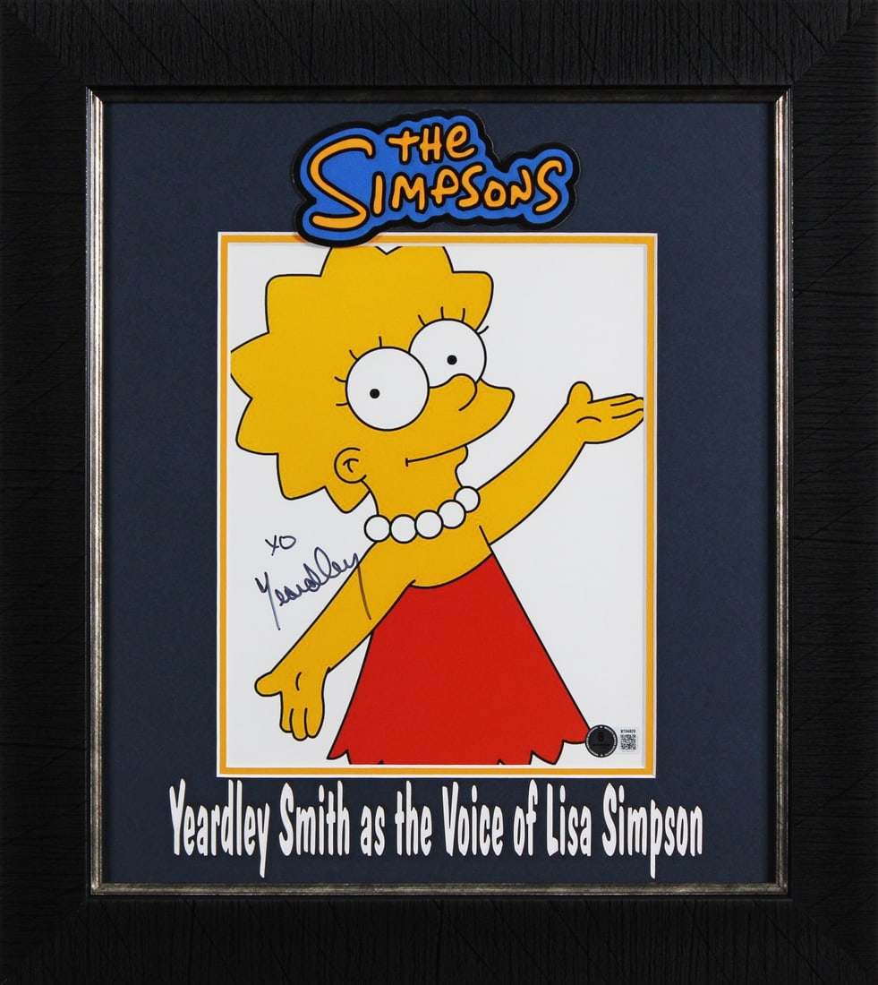Yeardley Smith Signed The Simpsons 8x10 Framed Photo Beckett Authenticated: Yeardley Smith Signed The Simpsons 8x10 Framed Photo Beckett Authenticated This authentic 8x10 framed photograph features the signature of Yeardley Smith, known for her role in The Simpsons. The item 