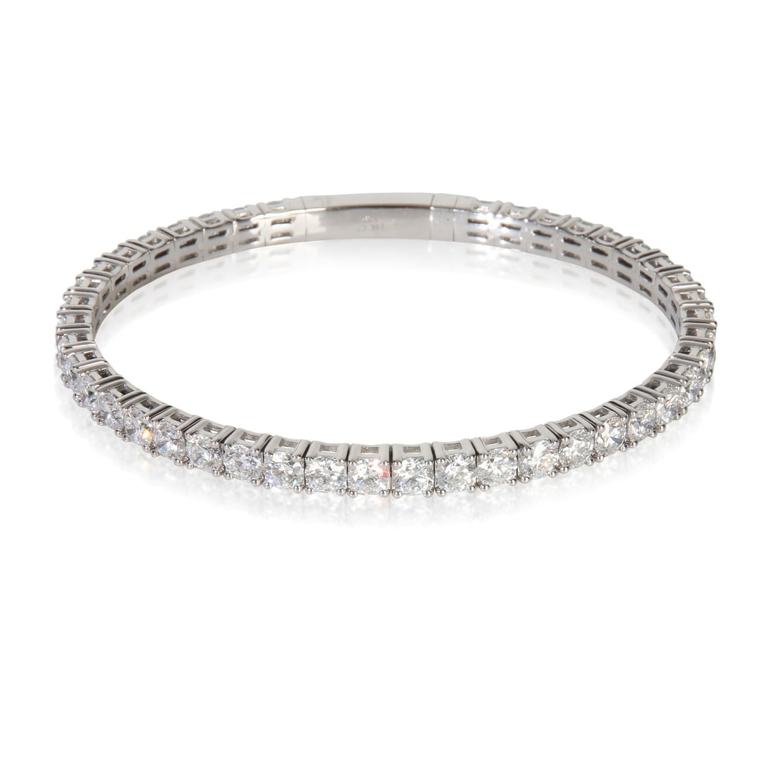 14k White Gold Tennis Bracelet with 10.72ctw Lab-Grown Diamonds: 14k White Gold Tennis Bracelet with 10.72ctw Lab-Grown Diamonds This pre-owned bracelet features 10.72 carats total weight of round brilliant lab-grown diamonds set in 14k white gold. The diamonds are