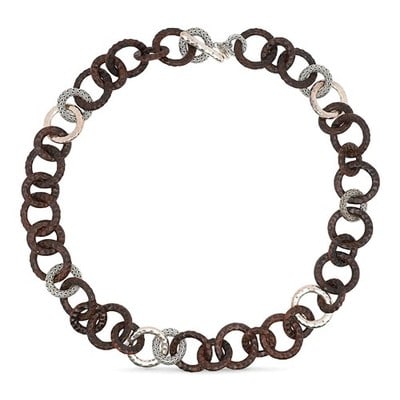 John Hardy Palu 925 Sterling Silver Wood Link Necklace 16.5 in (1 of 5)