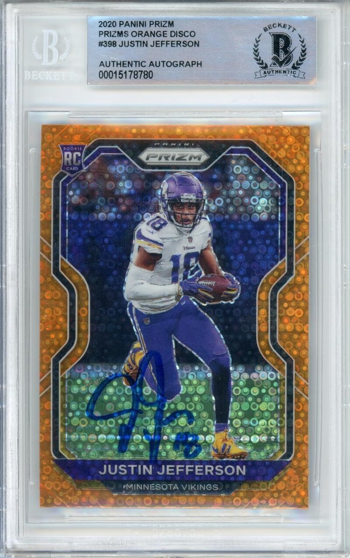 Justin Jefferson 2020 Orange Disco Rookie Auto Card BGS 10 Minnesota Vikings (1 of 5)