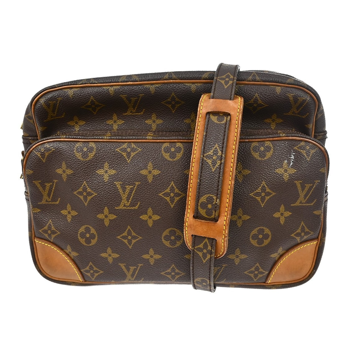 Louis Vuitton Nile Monogram Crossbody Bag Brown Canvas Leather M45244: Louis Vuitton Nile Monogram Crossbody Bag Brown Canvas Leather M45244 This Louis Vuitton Nile crossbody shoulder bag features the iconic monogram canvas leather exterior with brown leather trim. Desig