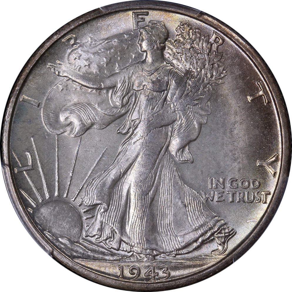 1943-S Walking Liberty Half PCGS MS65+ Silver Coin with Eye Appeal: 1943-S Walking Liberty Half PCGS MS65+ Silver Coin with Eye Appeal This stunning 1943-S Walking Liberty Half Dollar is certified by PCGS with a grade of MS65+. It showcases excellent eye appeal with v