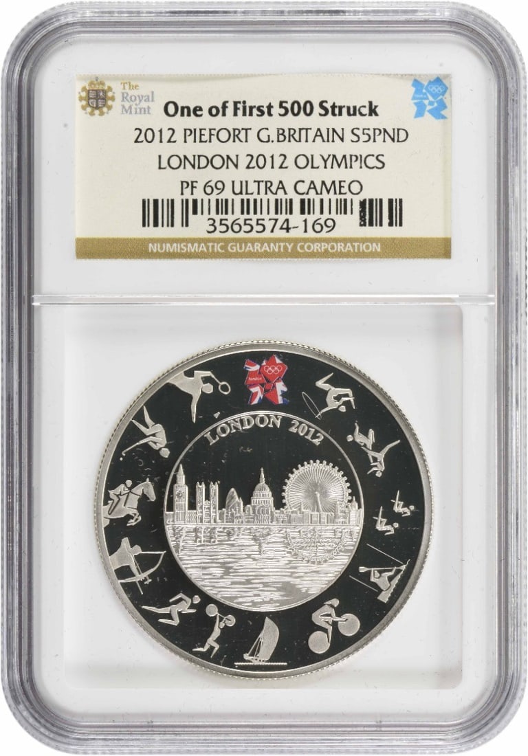 2012 Silver 5 Pound Coin NGC PF69UCAM London Olympics Commemorative (1 of 2)