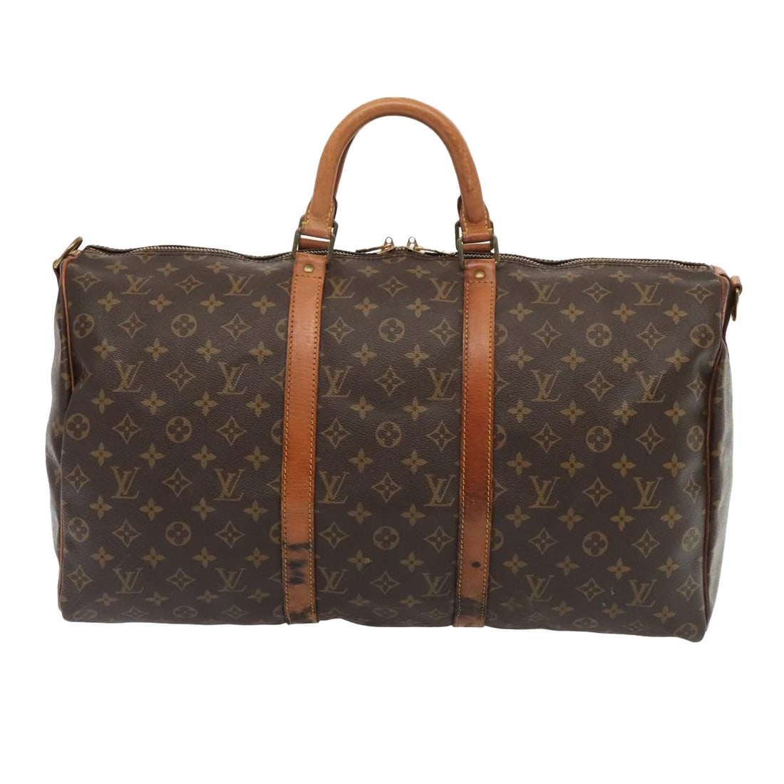 Louis Vuitton Keepall Monogram Canvas Travel Bag 50cm: Louis Vuitton Keepall Monogram Canvas Travel Bag 50cm This Louis Vuitton Keepall Bag features the iconic monogram canvas and is designed for unisex use. The brown canvas exterior displays notable sign